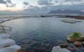 Dawn Sunrise over Dale Brook Tidal Swim Pool in Cape Town South Africa Royalty Free Stock Photo