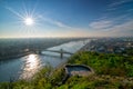 Sunrise over Danube river and Freedom bridge in Budapest Royalty Free Stock Photo