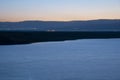 Sunrise over the Dead Sea on a foggy day. A view from Israel To Jordan Mountains. Royalty Free Stock Photo