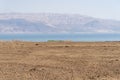 Sunrise over the Dead Sea on a foggy day. A view from Israel To Jordan Mountains. Royalty Free Stock Photo