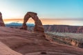 Sunrise over Delicate Arch in the Arches National Park Royalty Free Stock Photo