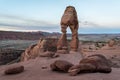 Sunrise over Delicate Arch in the Arches National Park Royalty Free Stock Photo