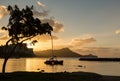 Sunrise over Diamond Head from Waikiki Hawaii Royalty Free Stock Photo