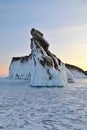 Sunrise Over Dragon Tail Rock at Lake Baikal Royalty Free Stock Photo