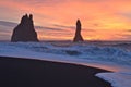 Sunrise over the Dyrholaey rock.