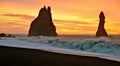 Sunrise over the Dyrholaey rock.