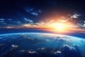 Sunrise Over Earth: The Orb of Life Awakens to a New Day, Painting the Sky with its Radiant Glow Royalty Free Stock Photo