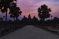 Road to Angkor Wat with colorful Sunrise, Siem Reap, Cambodia Royalty Free Stock Photo