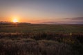 Sunrise over a farm field in early fall Royalty Free Stock Photo