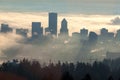 Sunrise over Foggy Portland Cityscape