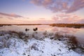 Sunrise over frozen lake Royalty Free Stock Photo