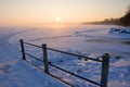 Sunrise over frozen lake Royalty Free Stock Photo