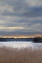 Sunrise over frozen lake Royalty Free Stock Photo