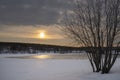 A Sunrise over a Frozen River Royalty Free Stock Photo