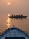 Sunrise Over the Ganges River in Varanasi, Uttar Pradesh, India Royalty Free Stock Photo