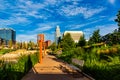 Sunrise over Gene Leahy Mall, Riverfront Omaha Nebraska USA Royalty Free Stock Photo