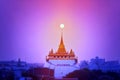 Sunrise over Golden mountain. Top view sunset in eveing Golden Mountain of Bangkok. Wat Saket Ratcha Wora Maha Wihan popular Royalty Free Stock Photo