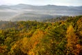 Sunrise over Great Smoky Mountains at Peak of Autumn Color Royalty Free Stock Photo