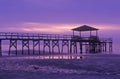 Sunrise over the Gulf of Mexico with pier in Biloxi, MS Royalty Free Stock Photo