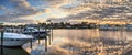 Sunrise over a harbor in Naples Florida. Royalty Free Stock Photo