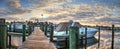 Sunrise over a harbor in Naples Florida. Royalty Free Stock Photo