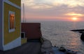 Sunrise over the harbor of Ventotene, Italy. Royalty Free Stock Photo