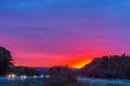 Sunrise over the highway with bright colors