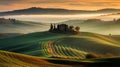 Tuscany Sunrise: A Photo-realistic Landscape With Soft Lines