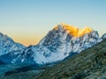 Sunrise over Himalaya Mountains in Nepal Royalty Free Stock Photo