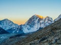 Sunrise over Himalaya Mountains in Nepal Royalty Free Stock Photo