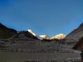Sunrise over the himalayas. Mount Manaslu. Eighth highest peak in the world.. Royalty Free Stock Photo