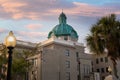 Sunrise over the historic courthouse in downtown Deland Florida