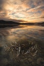 Sunrise over Hjerkinnsdammen lake, Dovre mountains. Dovrefjell-Sunndalsfjella national park, Norway Royalty Free Stock Photo