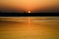 Sunrise over the Holy River Ganges Royalty Free Stock Photo