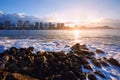 sunrise over Honolulu skyline  Oahu  Hawaii Royalty Free Stock Photo