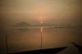Sunrise over the horizon at chilika lake Royalty Free Stock Photo