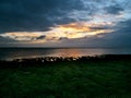 Sunrise over the Humber Estuary, east England Royalty Free Stock Photo