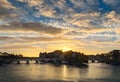 Sunrise over Ile de la Cite and Pont Neuf in central Paris with the Seine River. France Royalty Free Stock Photo