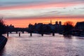 Sunrise over ile de la Cite in winter - Paris Royalty Free Stock Photo