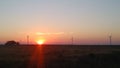 Sunrise over Jeffrey& x27;s Bay wind farm. Royalty Free Stock Photo