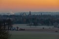 Sunrise over the Jeker valley and the city of Maastricht