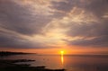 Sunrise over Kattegat strait in Fredericia city, Denmark Royalty Free Stock Photo