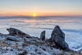 Sunrise over Lake Baikal ice field Royalty Free Stock Photo