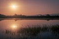 Sunrise over a lake in Bulgaria Royalty Free Stock Photo