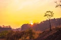 Sunrise over the lake with trees at Ranu Manduro, Mojokerto, Indonesia.