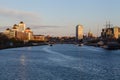 Sunrise over the Liffey river.