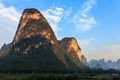 Sunrise over limestone hills Royalty Free Stock Photo