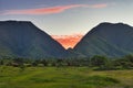 Sunrise at the west maui mountains. Royalty Free Stock Photo