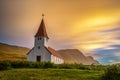 Sunrise over the lutheran church in Vik, Iceland Royalty Free Stock Photo