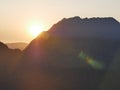 the sunrise over Mafate cirque from Maido viewpoint in Reunion